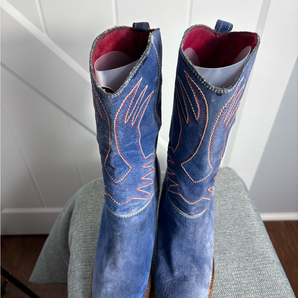 Nine West Blue Suede Heeled Boots - Picture 4 of 10